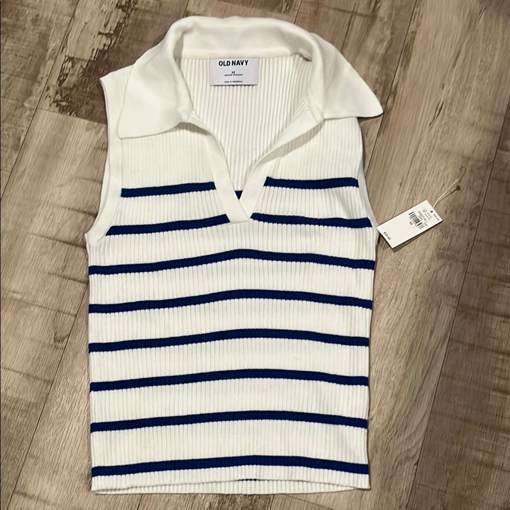 Old Navy Sleeveless Top with Blue Stripes